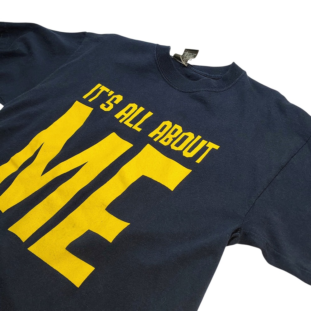Trash TEE ITS ALL ABOUT ME Graphic T Shirt Navy Blue Yellow Man/woman Large